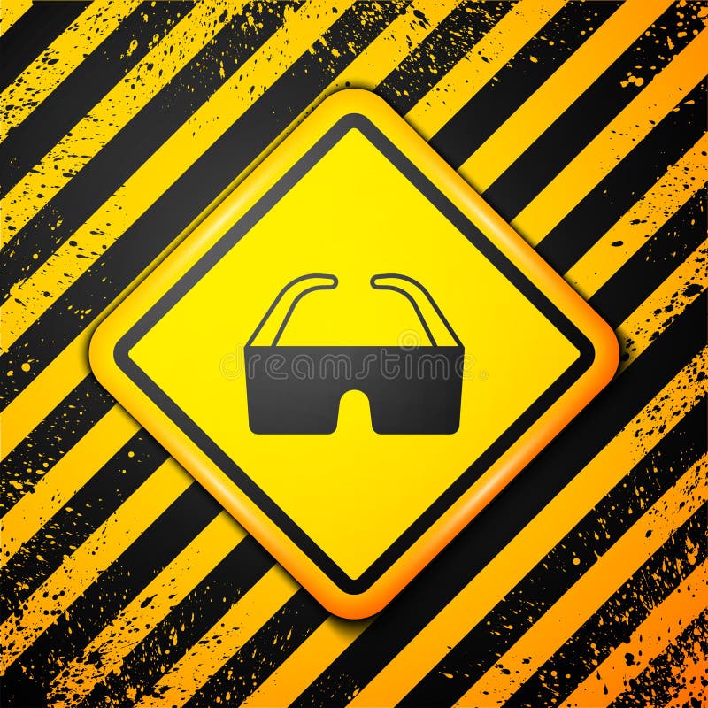 Black Safety Goggle Glasses Icon Isolated on Yellow Background. Warning