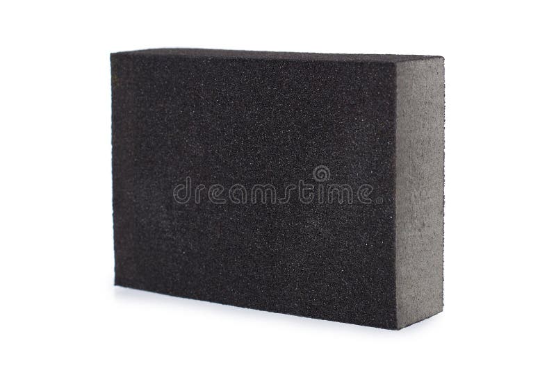 Black Sand Abrasive Bar Isolated on White Background. Stock Photo