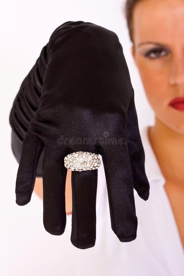 Black Satin Gloves And Ring Stock Image Image of hairpin, groom 14975257