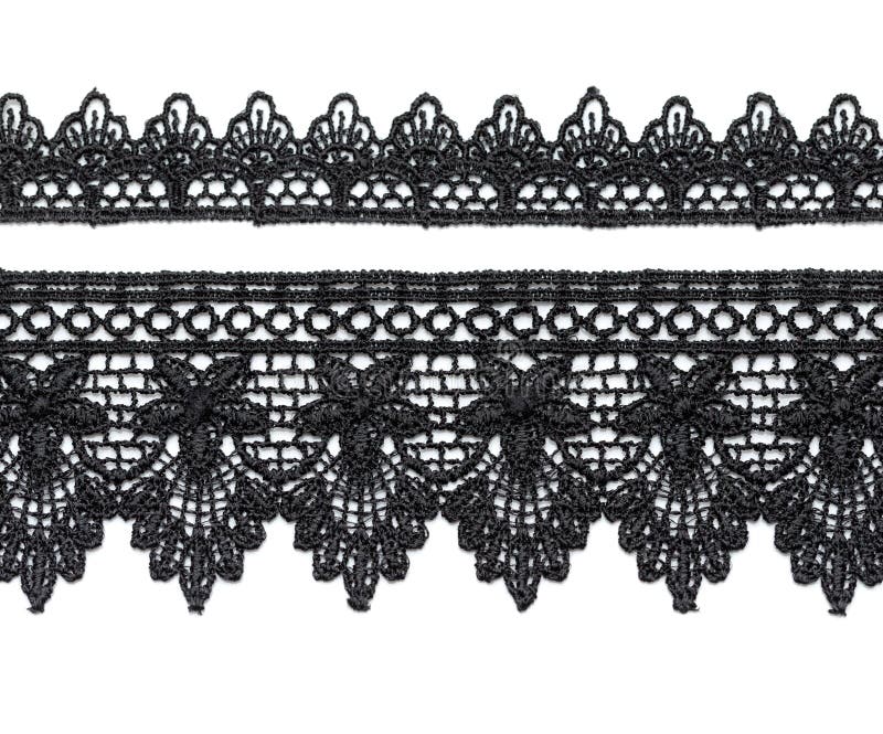 Set of White Tape Lace on a Black Background. Vintage Style. Material for  Stylish Graphic Decoration Stock Image - Image of crochet, needlework:  205129493