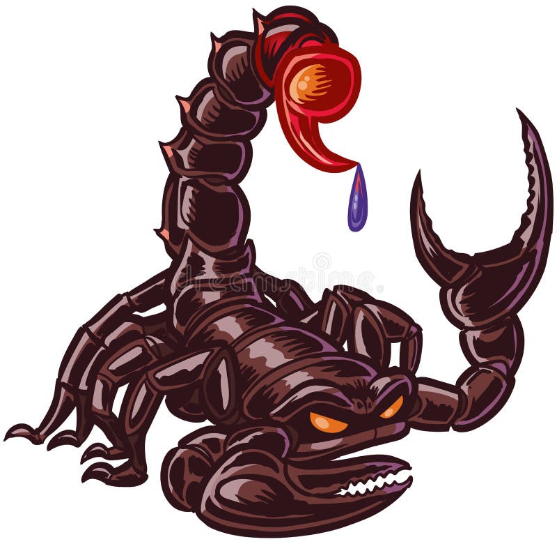 Black Scorpion with Tail and Claw Raised Stock Vector - Illustration of