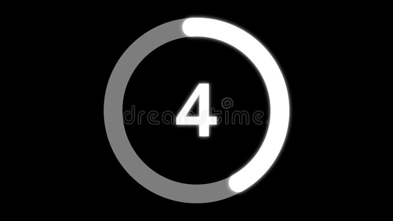 Black screen loading animation. Circle showing percentage progress. Glowing number three with a futuristic loading circle on a vector illustration