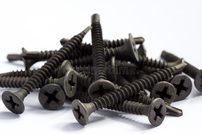 Black screws for metal use stock image. Image of grey 49756621