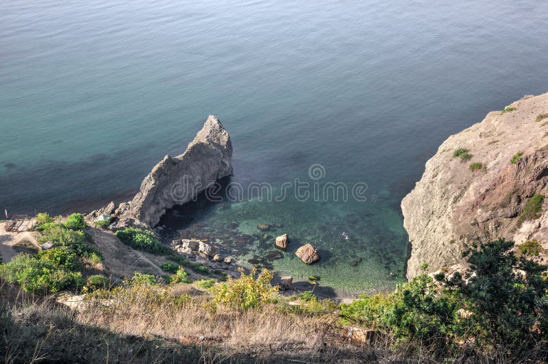 Black Sea coast, Tsar`s beach on Fiolent in Sevastopol