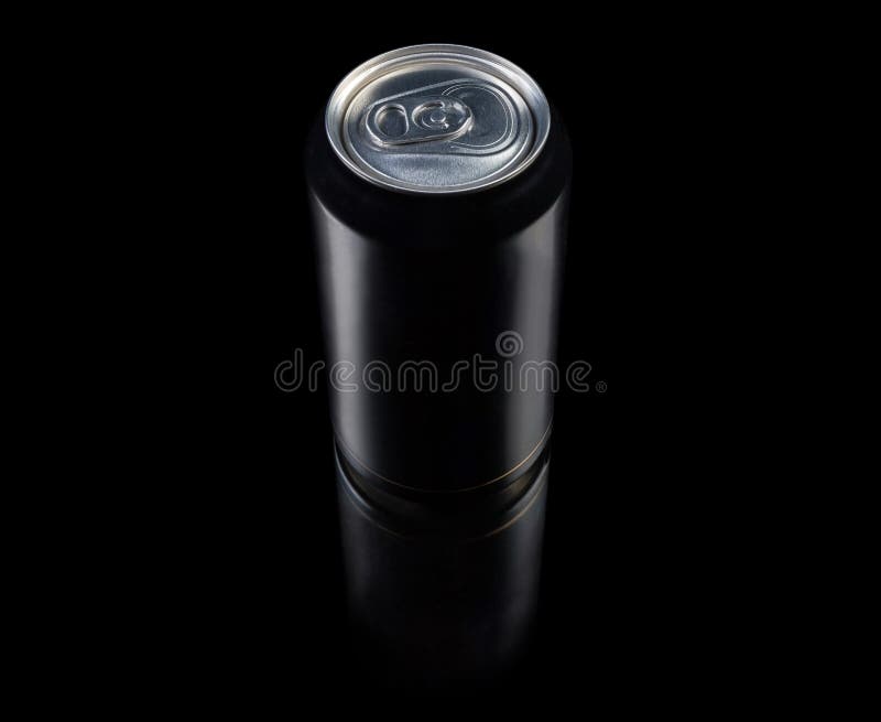 Black Sealed Beverage Can on a Black Background Stock Image - Image of ...