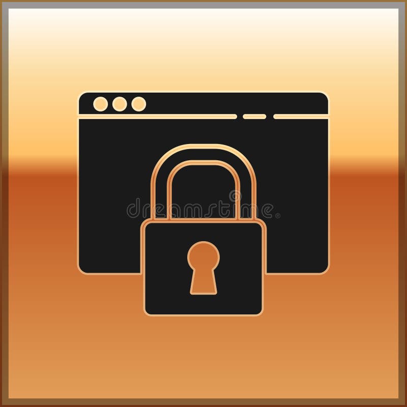 Black Secure your site with HTTPS, SSL icon isolated on gold background. Internet communication protocol. Vector vector illustration