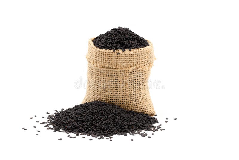 Piles of Sesame Seeds on White Background Stock Image Image of