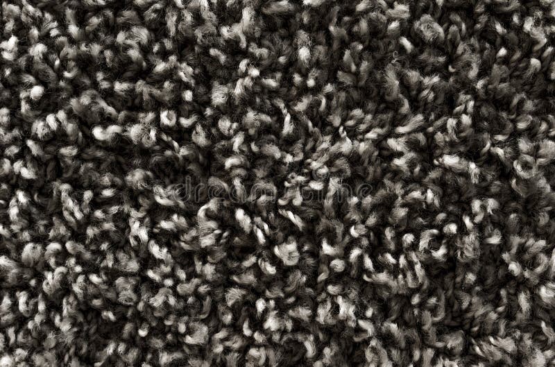 Black Shaggy Carpet Texture, Rug With Short Wool Background Stock Image