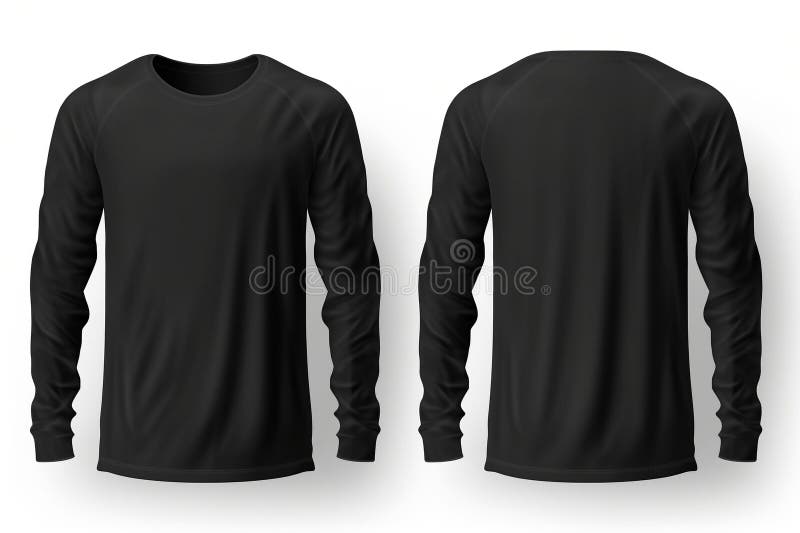 Black Shirt Mock Up Template, Front and Back View Isolated on White ...