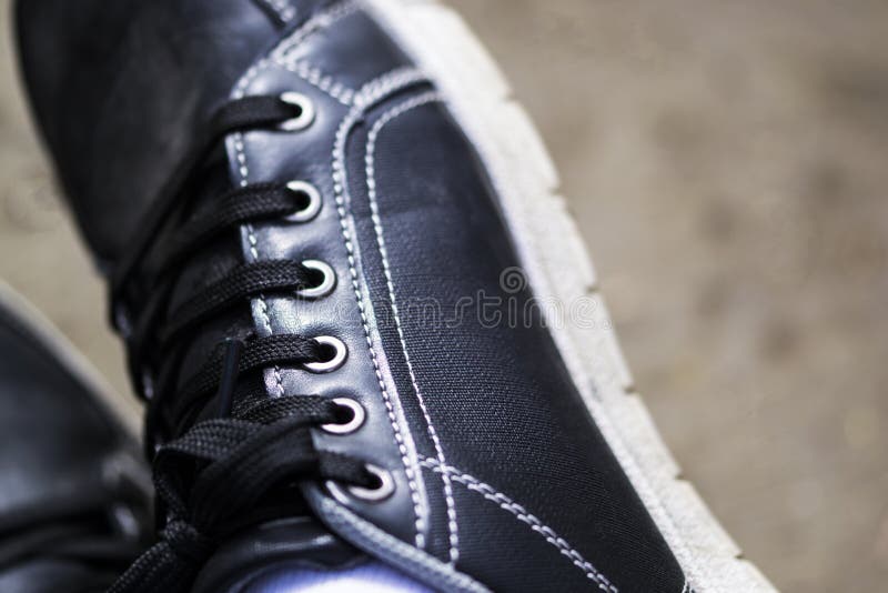 Black Shoes Close-up and Details Stock Photo - Image of footwear, black ...