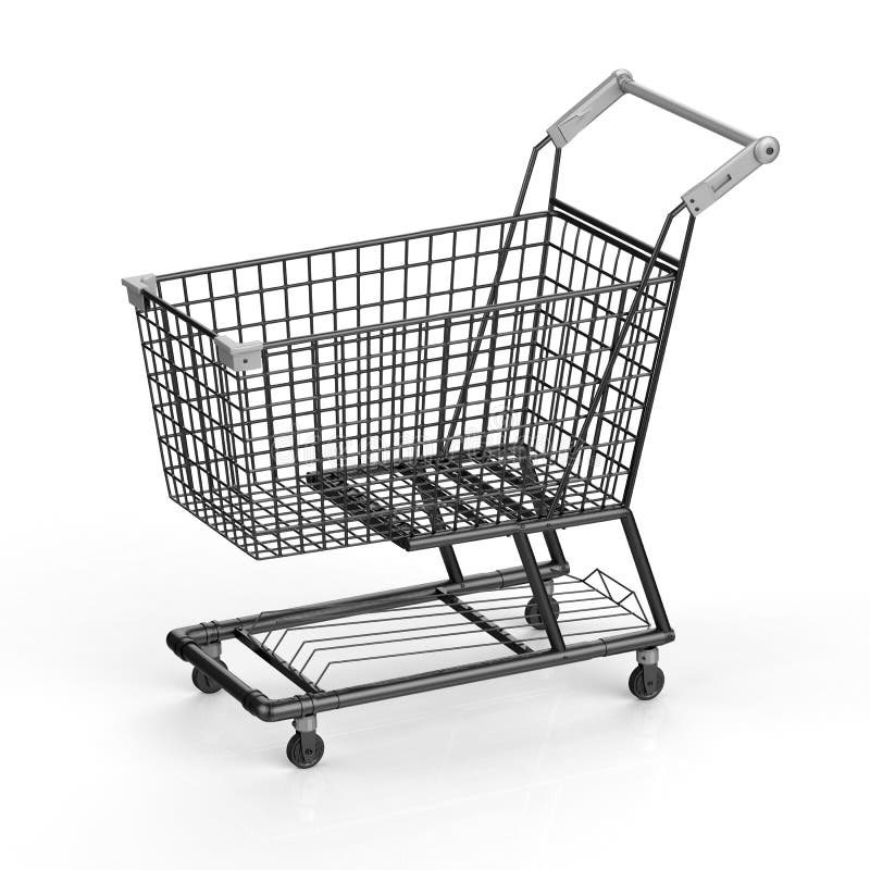 Empty black shopping cart stock photo. Image of center 100085936