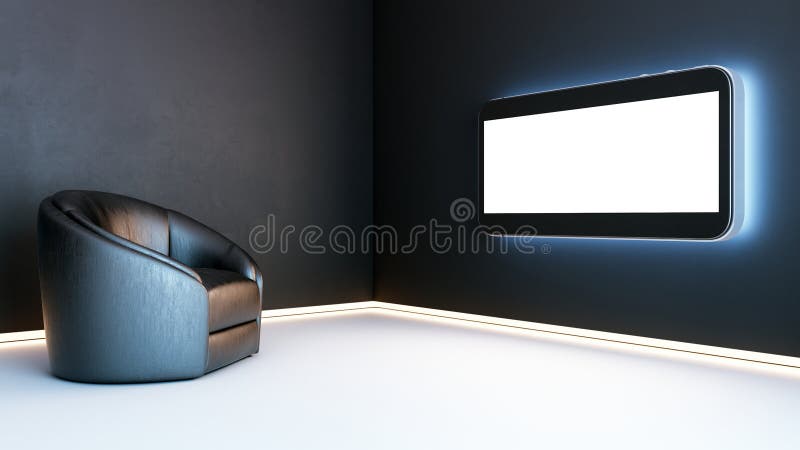 Black showcase room with 3d technology tv stock images Black showcase room with 3d technology tv stock images