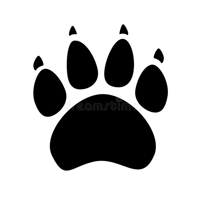 Black silhouette of animal footprints on white background. Cats and dogs paw icon. stock illustration Black silhouette of animal footprints on white background. Cats and dogs paw icon. stock illustration
