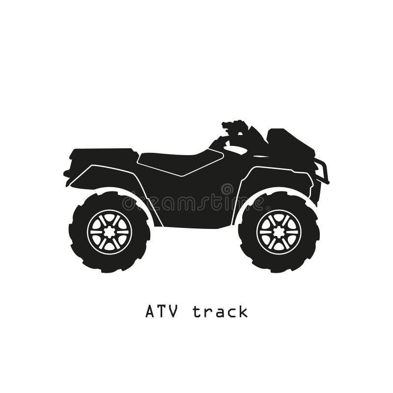 Black silhouette of ATV on a white background