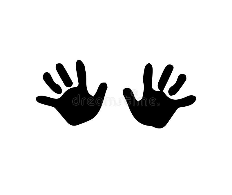 Download Black Silhouette Of Baby Hand Prints Isolated On White ...