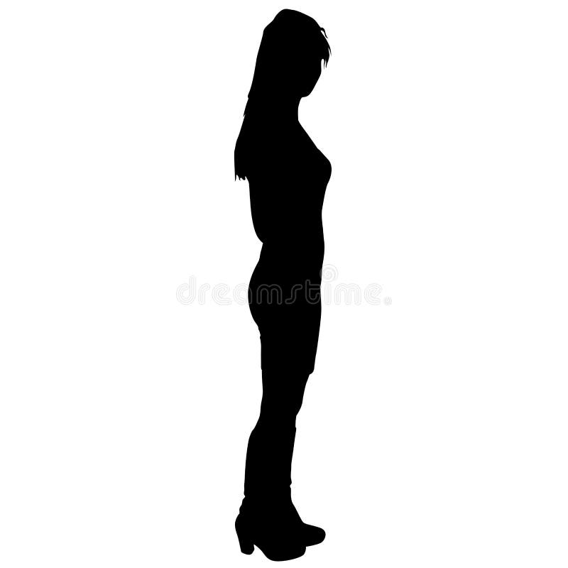 Black Silhouette of a Beautiful Girl on a White Background Stock Vector ...