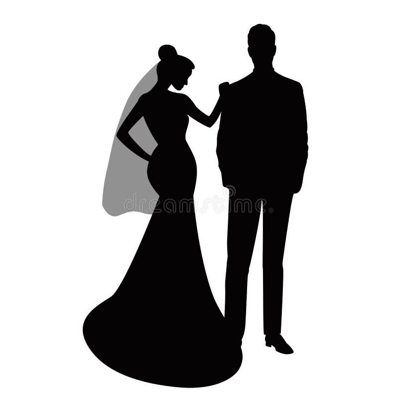 Download The Bride And Groom Silhouette. Stock Vector - Illustration of engagement, outline: 102659058