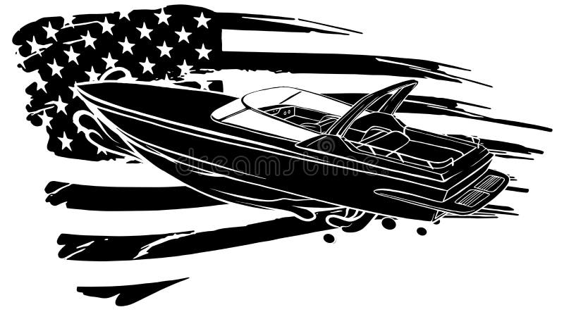 Vector Speed Boat, Hand Draw Vector. Stock Vector - Illustration