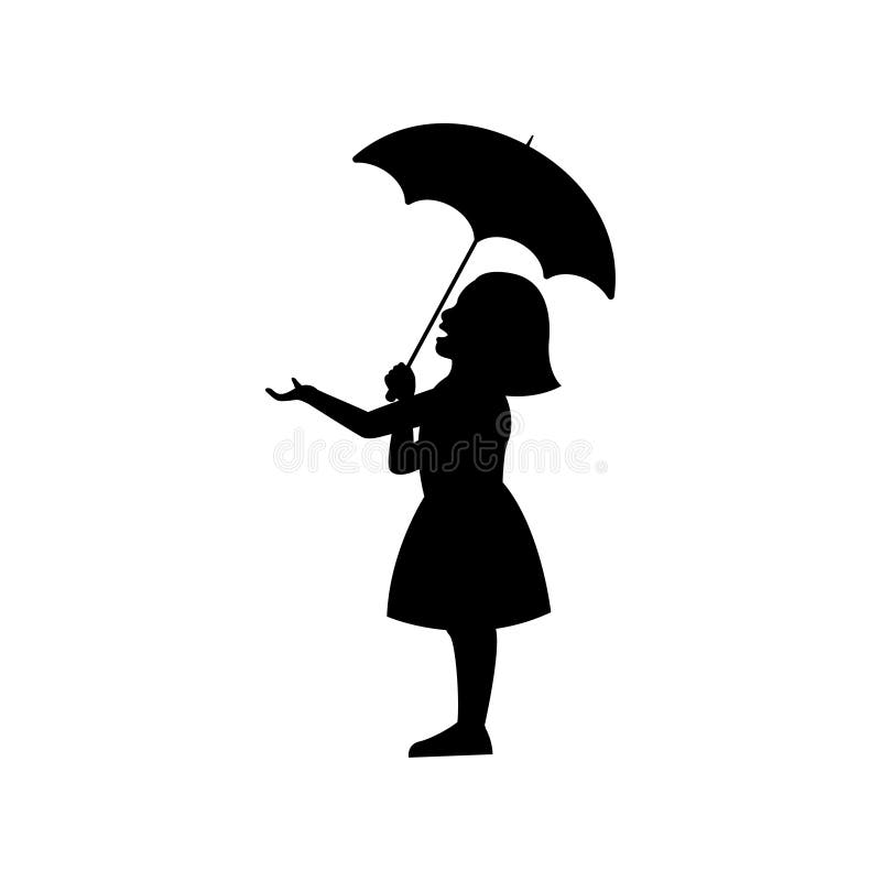 umbrella and rain silhouette