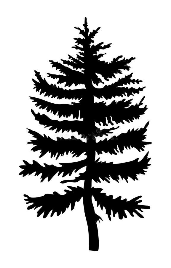 Download Black Silhouette Of Fir-tree, Christmas Tree, Simple ...