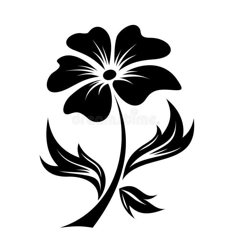 Black Silhouette of Flower. Vector Illustration. Stock Vector