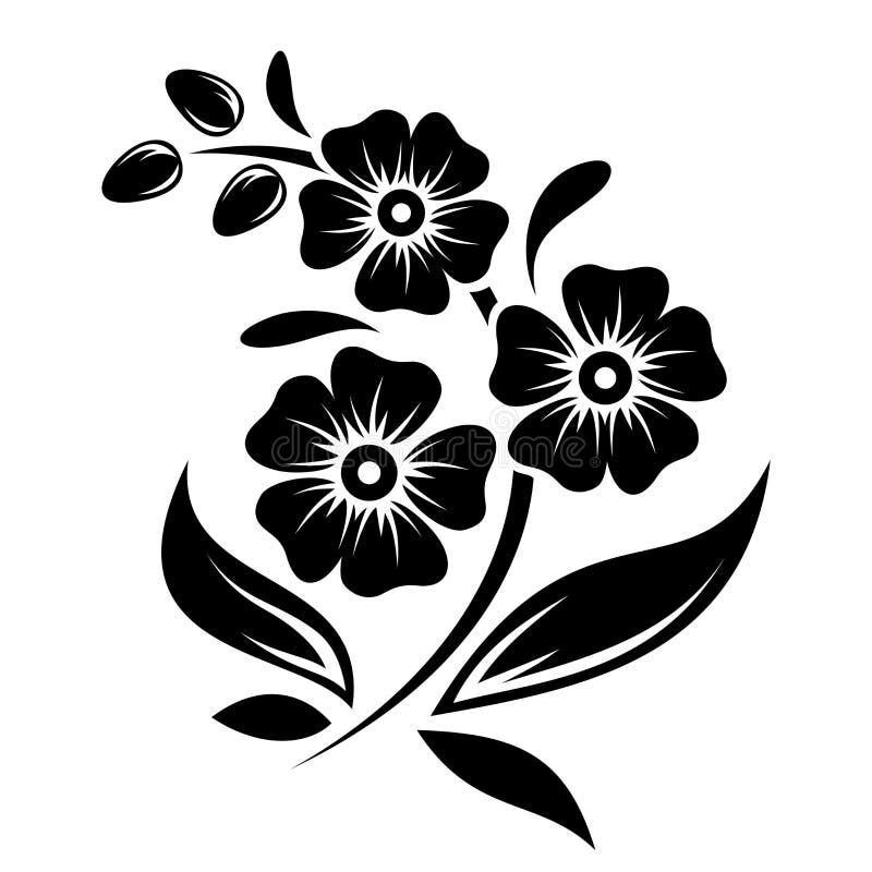 Download Black Silhouette Of Flowers. Vector Illustration. Stock ...