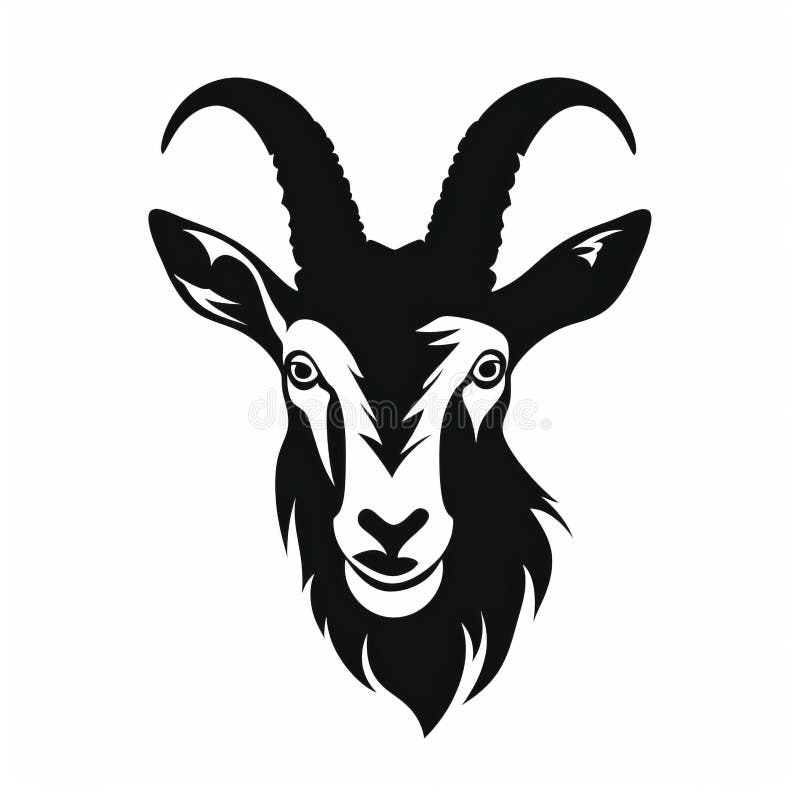 Black Silhouette Goat Illustration - Vector Clipart Logo Style Stock ...