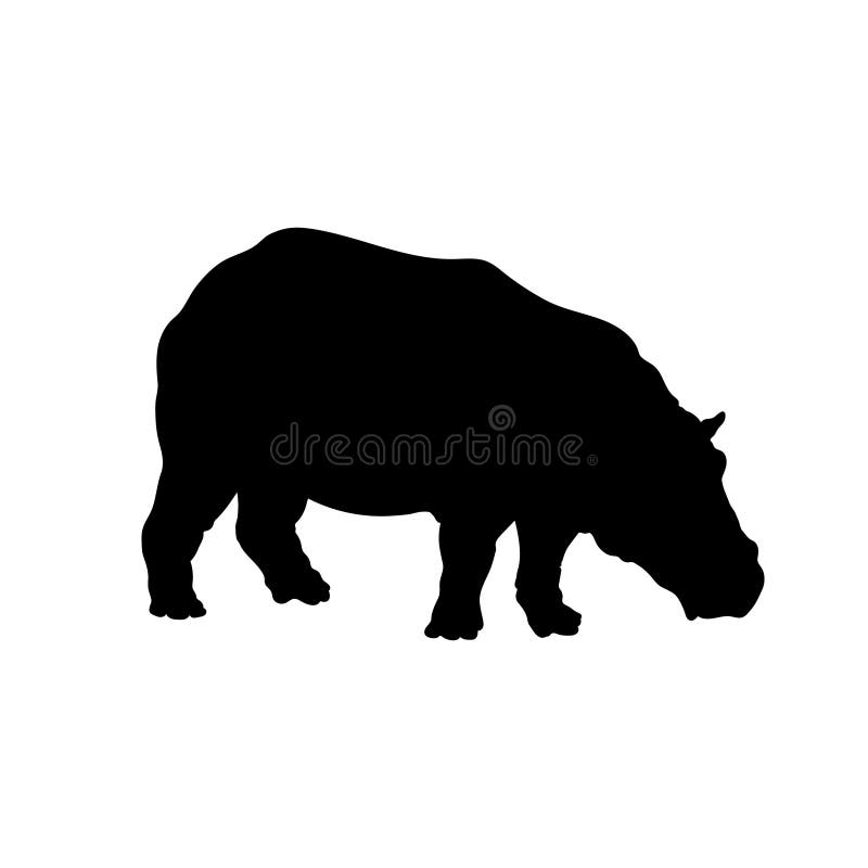 Black silhouette of hippopotamus on white background. Isolated hippo icon. Wild african animals vector illustration Black silhouette of hippopotamus on white background. Isolated hippo icon. Wild african animals vector illustration