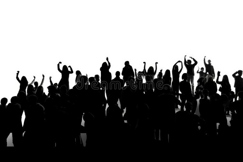 Cheering Protesting Crowd Silhouettes Stock Photos Free & Royalty