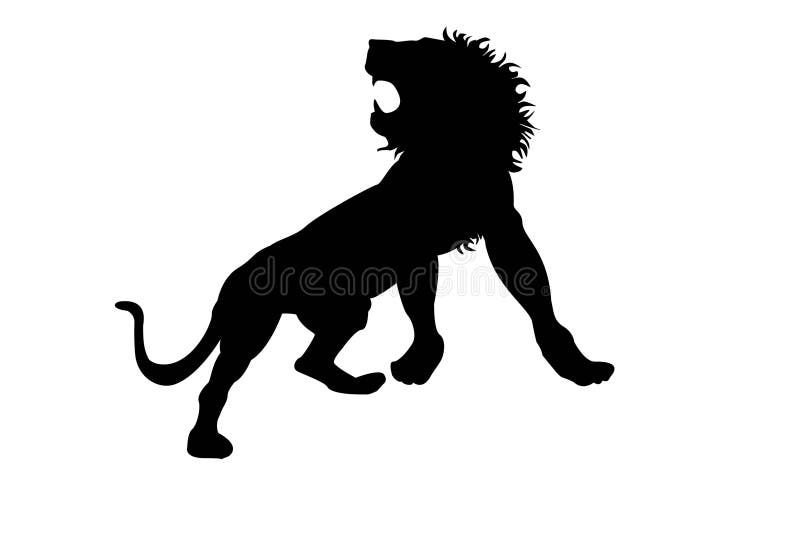 Black silhouette of lion isolate vector illustration
