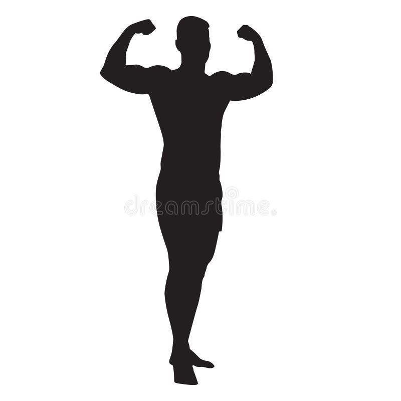 Black silhouette man stock vector. Illustration of flexing - 96804474