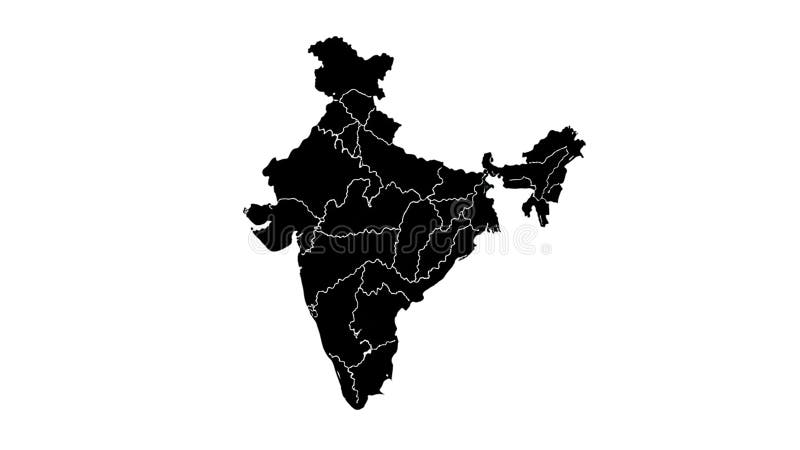 Black silhouette map of india with state borders on white background this is a clean minimalist graphic featuring a black ilustração royalty free