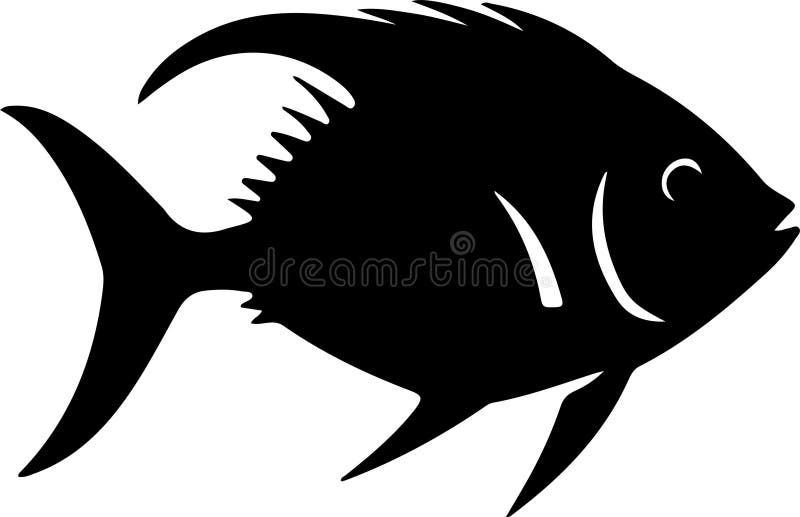 Pompano Black Silhouette Generative Ai royalty free illustration