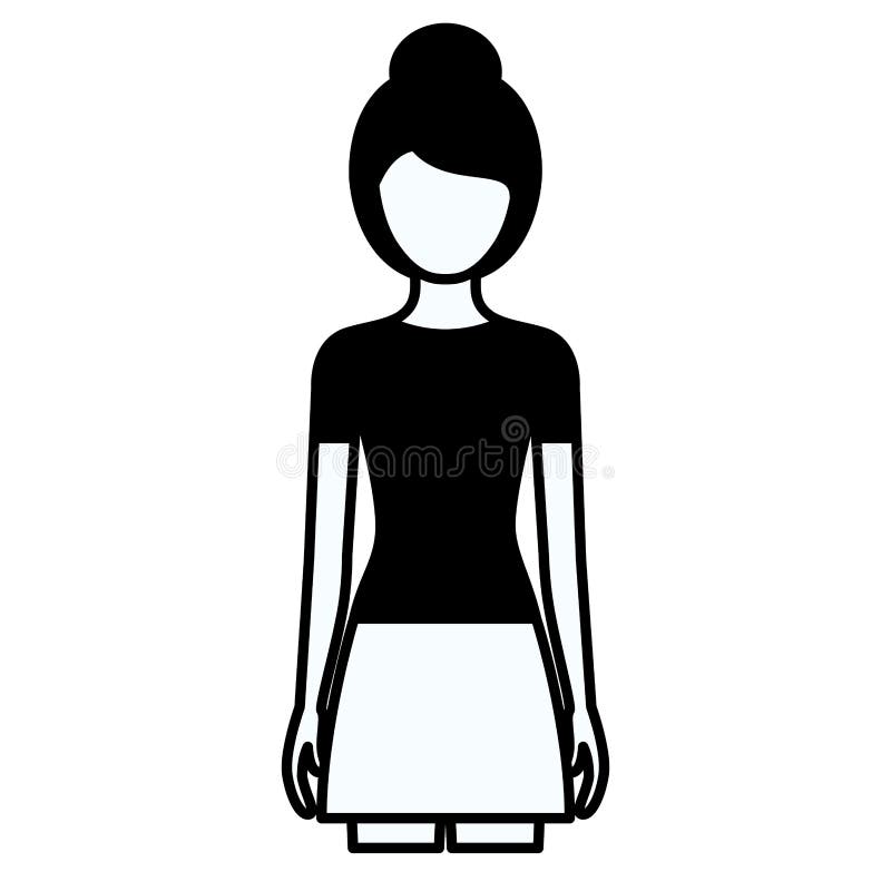 Download Black Silhouette Thick Contour Of Faceless Full Body Woman ...