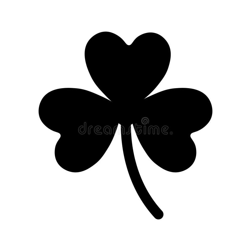 Black silhouette of a three-leaf clover shamrock three leaf royalty free illustration