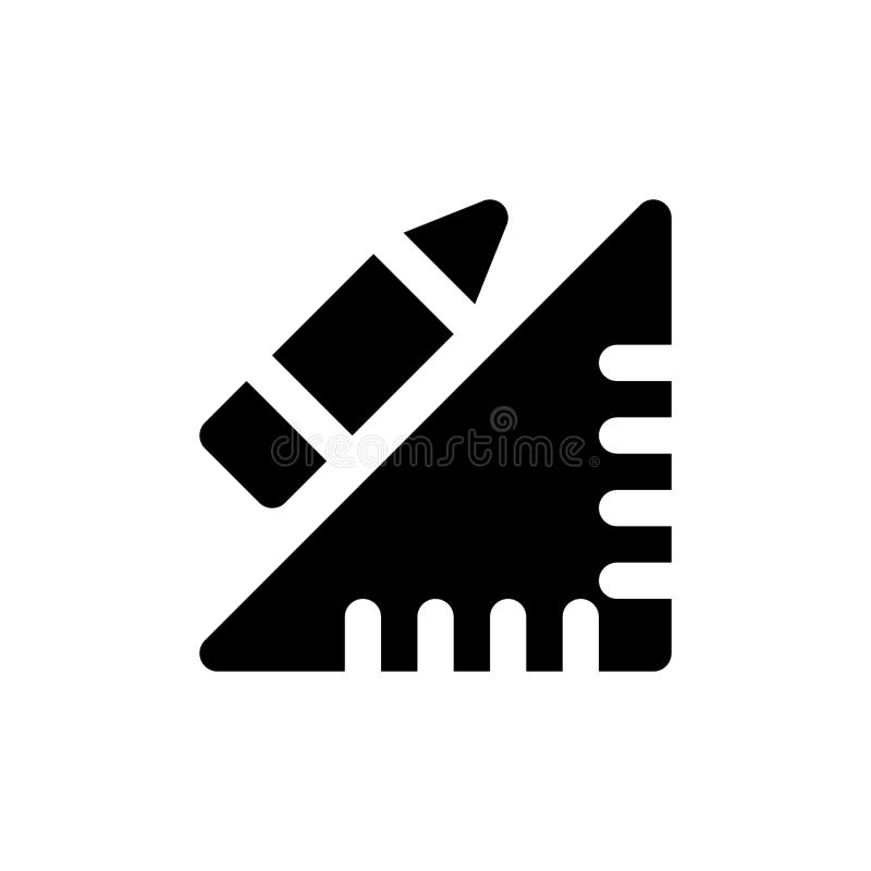 Black Silhouette Triangle Ruler Stationery Tool Equipment Image Vector ...