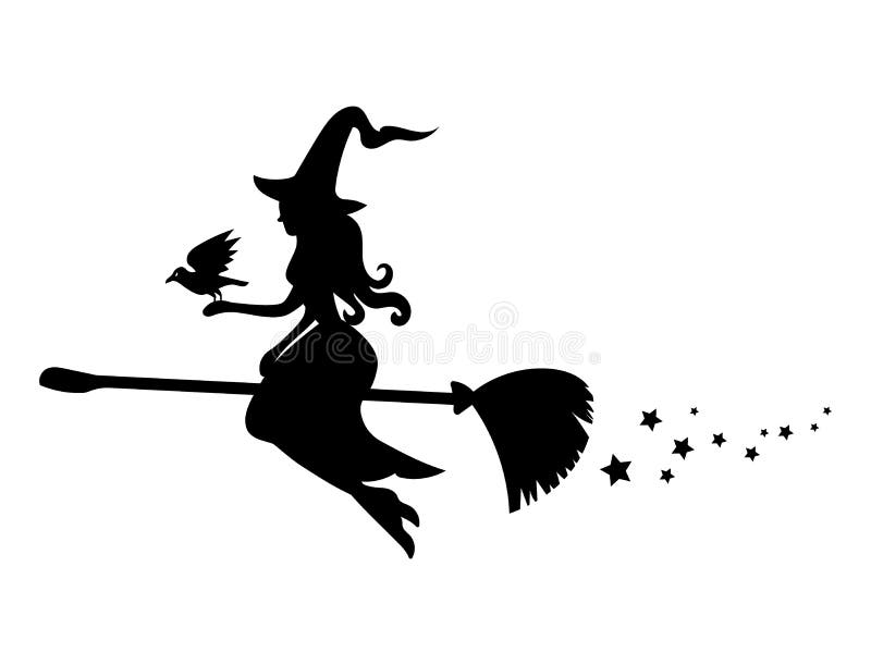 black outline of a witch on a broom black outline of a witch on a broom