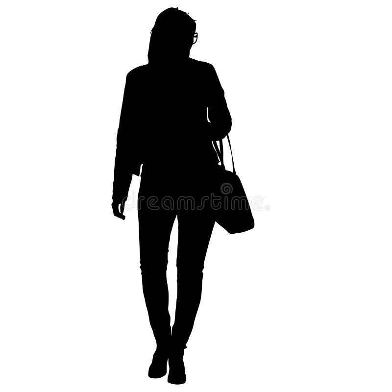 Black Silhouette Woman Standing, People on White Background Stock ...