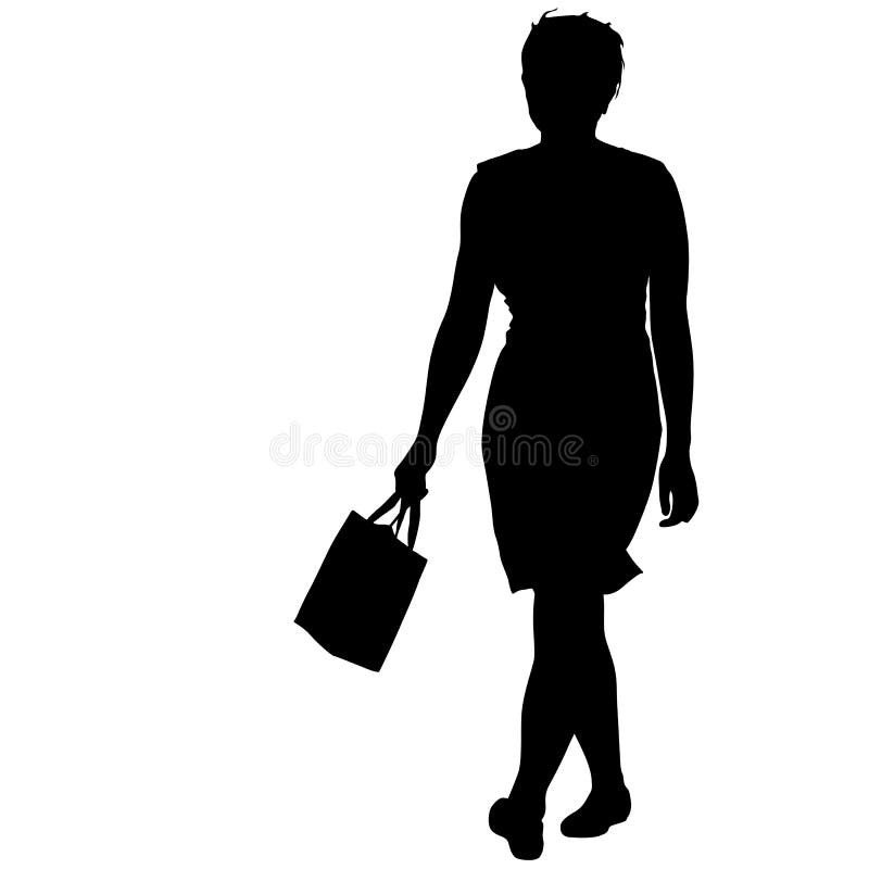 Black Silhouettes of Beautiful Woman on White Background. Vector ...