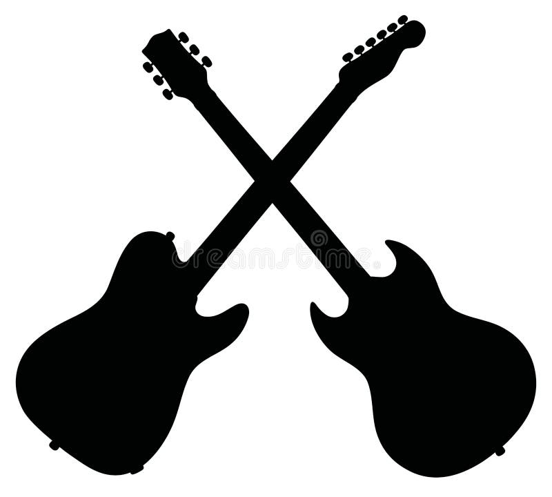 Black Silhouettes of Electric Guitars Stock Vector Illustration of