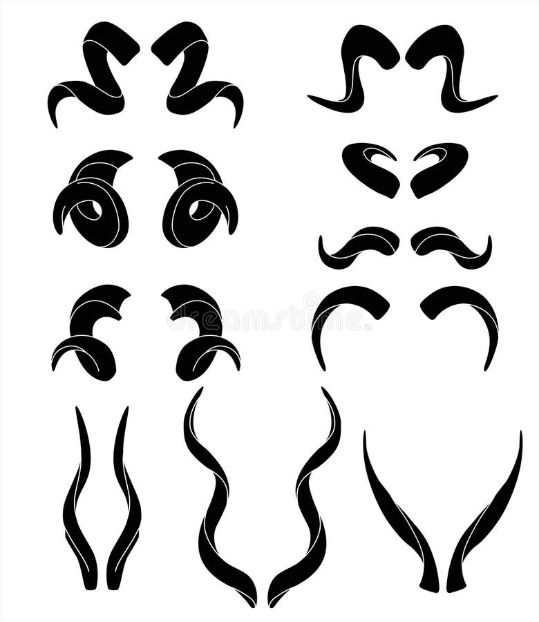 Black silhouettes of horns stock vector. Illustration of sheep 41444520