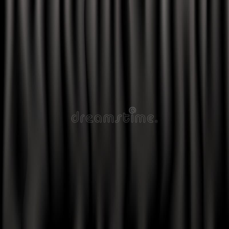 Negro seda cortinas, ilustraciones.