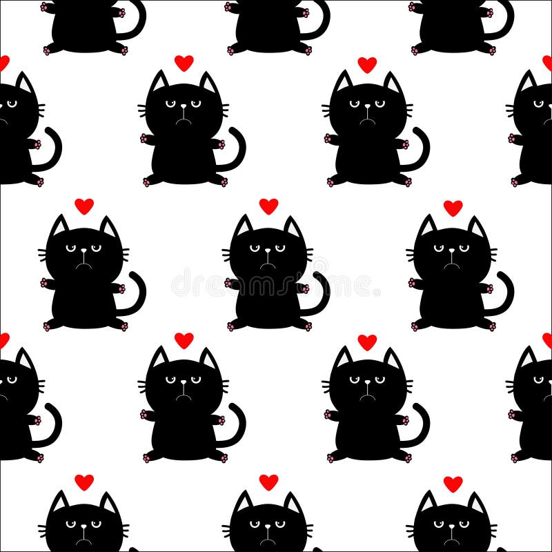 Seamless pattern of cute cat girl and Valentine elements vector cartoon  illustration for Valentine wrapping paper, kid fabric clothes, and  wallpaper Stock Vector