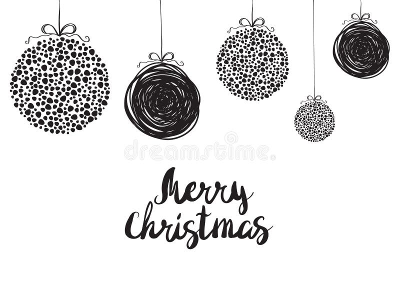 Black sketch greeting Christmas decorations