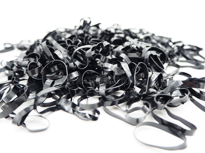 Black And Small Rubber Band Isolated On White Background Stock Image