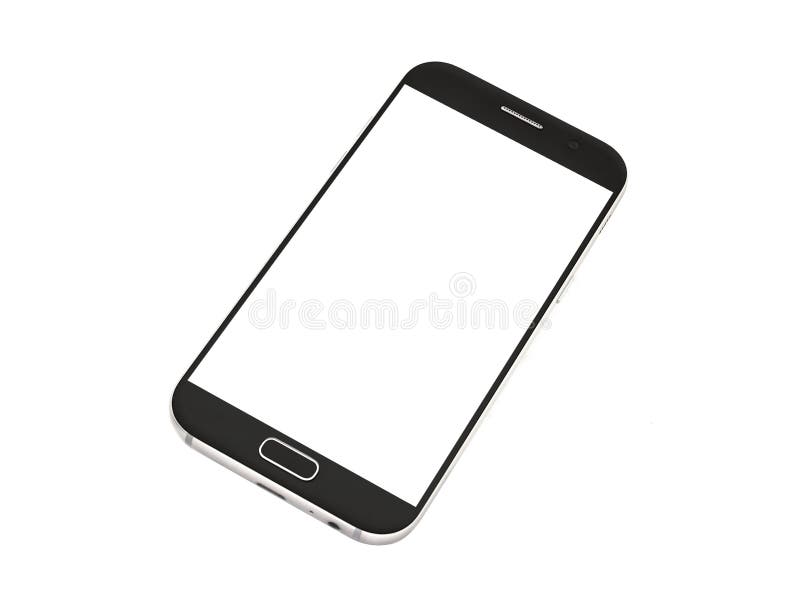 Black Smart Phone with Blank Screen Isolated on White Stock Image