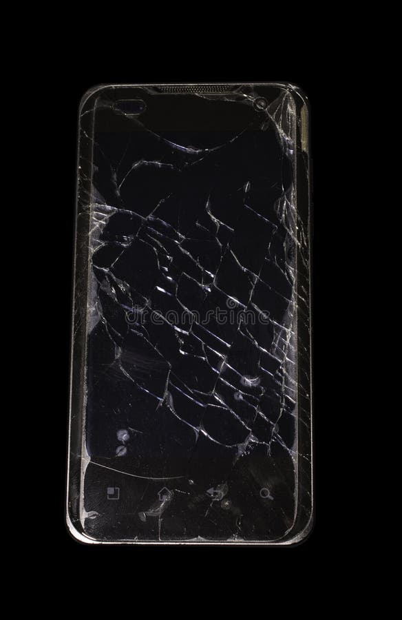 Black Smartphone with Cracked Screen Stock Photo Image of cracked
