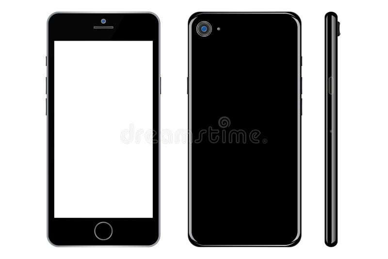 Black Smartphone Iphone with White Screen on White Background Vector