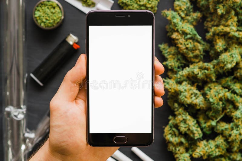 Download Black Smartphone With A White Screen Mock Up Weed, Grinder ...