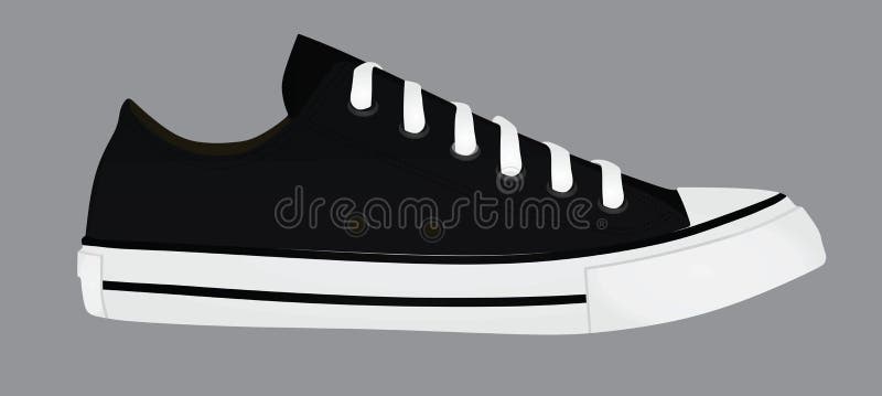 Black sneaker shoe, side view